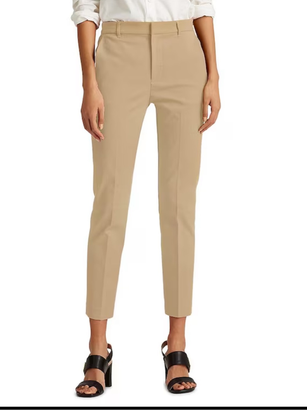 Lauren Ralph Lauren Stretch Mid Rise Skinny Leg Pants in Tan size 18
